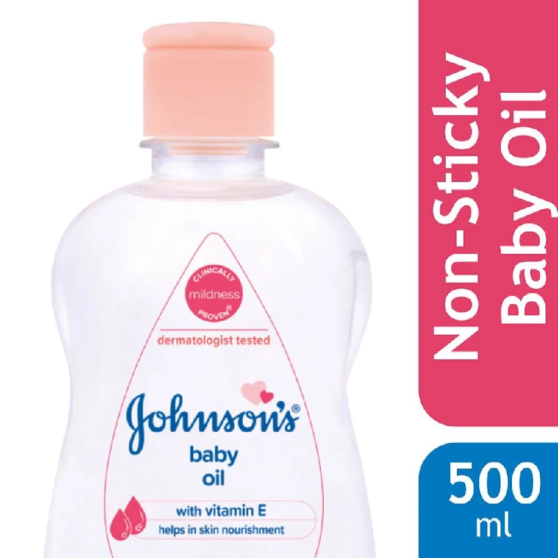 Johnsons Non-Sticky Baby Oil with Vitamin E for Easy Spread and Massage, 500 ml-3.webp